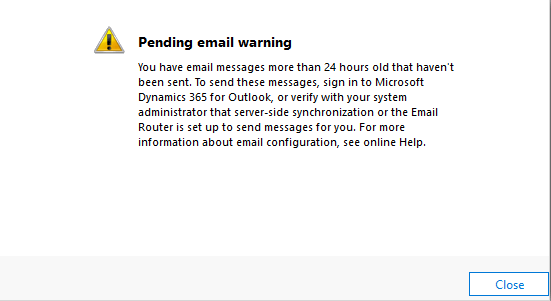 Pending Email Warning